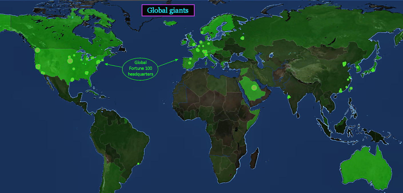 Global Fortune 100, 2010 map